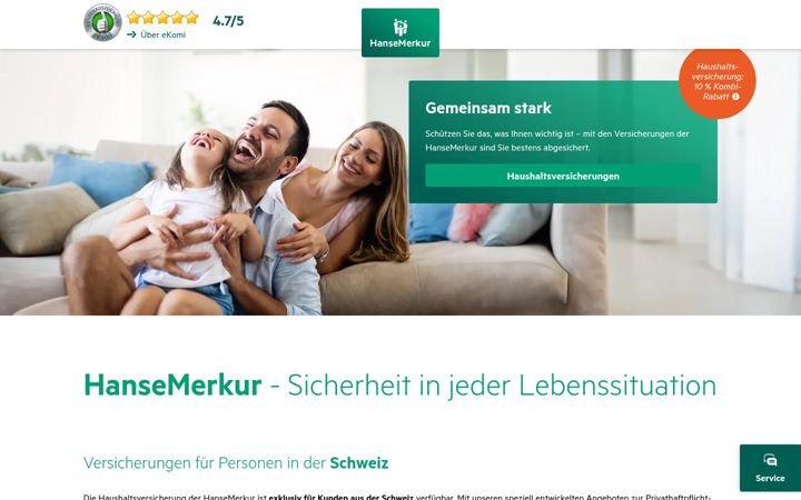 Screenshot of hansemerkur.com