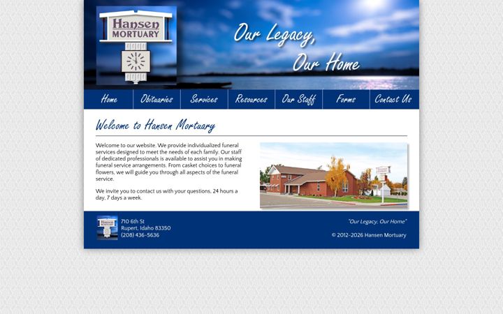 Screenshot of hansen-mortuary.com
