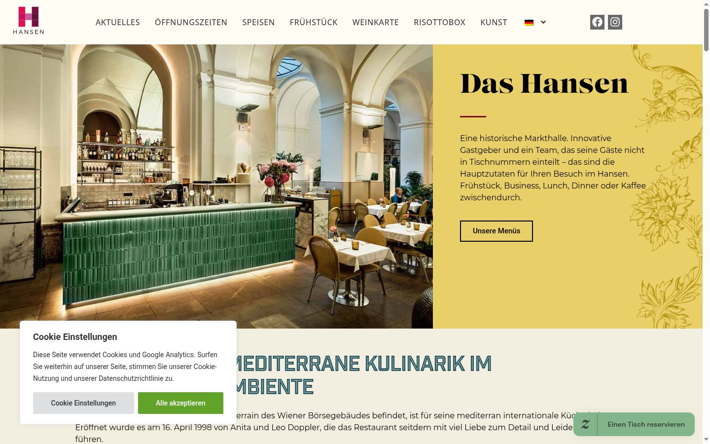 Screenshot des Einwilligungsbanners vor jeglicher Interaktion