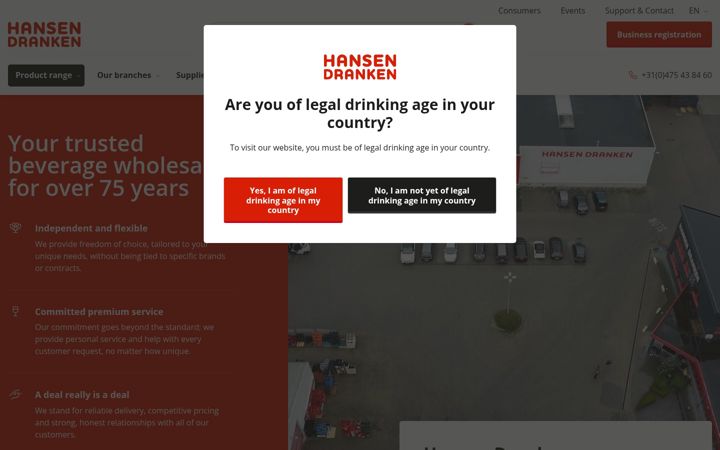 Screenshot of hansendranken.com