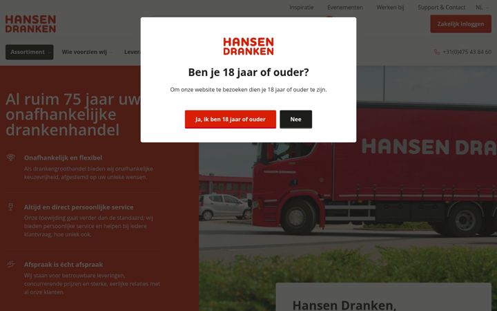 Screenshot of hansendranken.nl