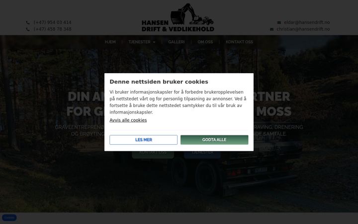 Screenshot of hansendrift.no