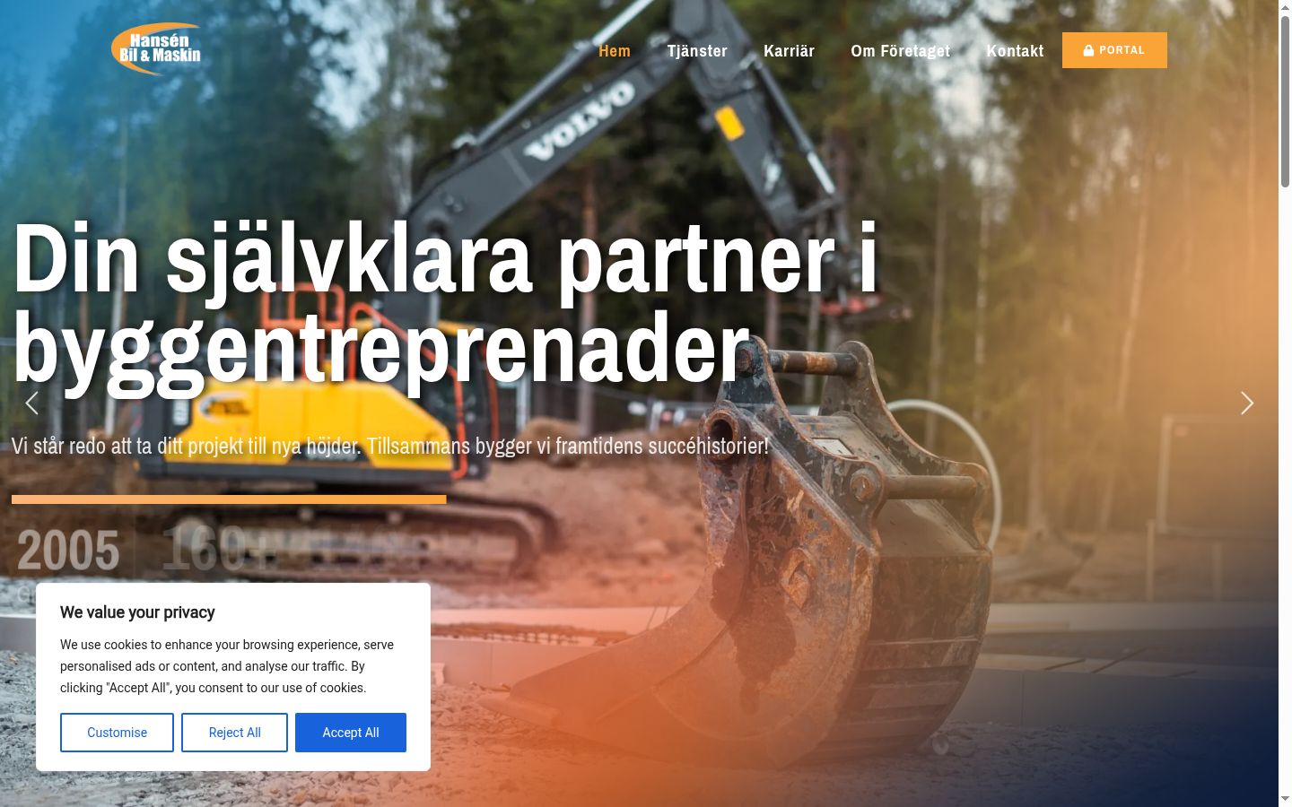 Skärmbild av samtyckesbannern som visades före någon interaktion