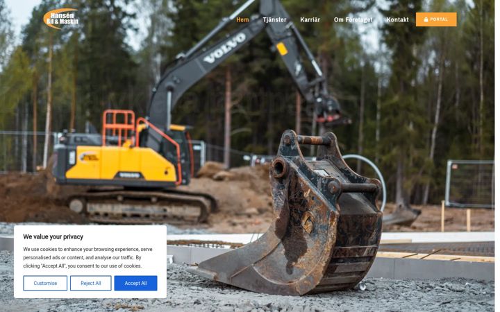 Screenshot of hansenmaskin.se