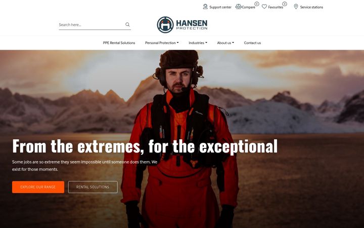 Screenshot of hansenprotection.no