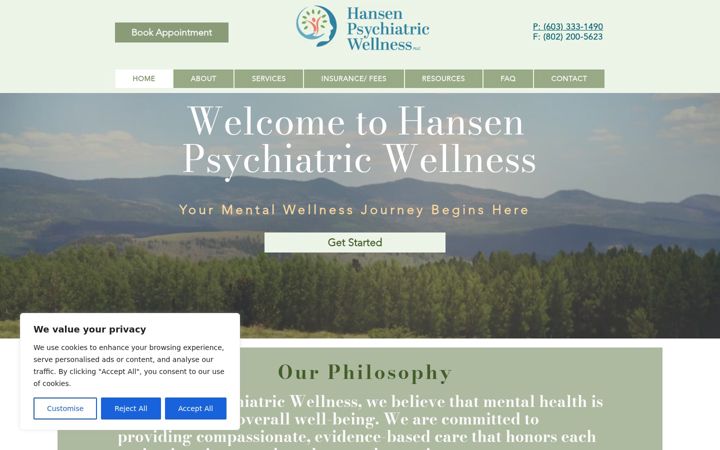 Screenshot of hansenpsych.com