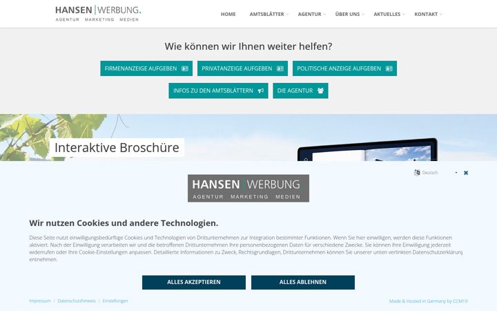 Screenshot of hansenwerbung.de