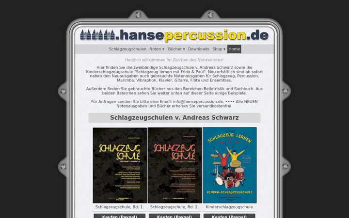 Captură de ecran a hansepercussion.de