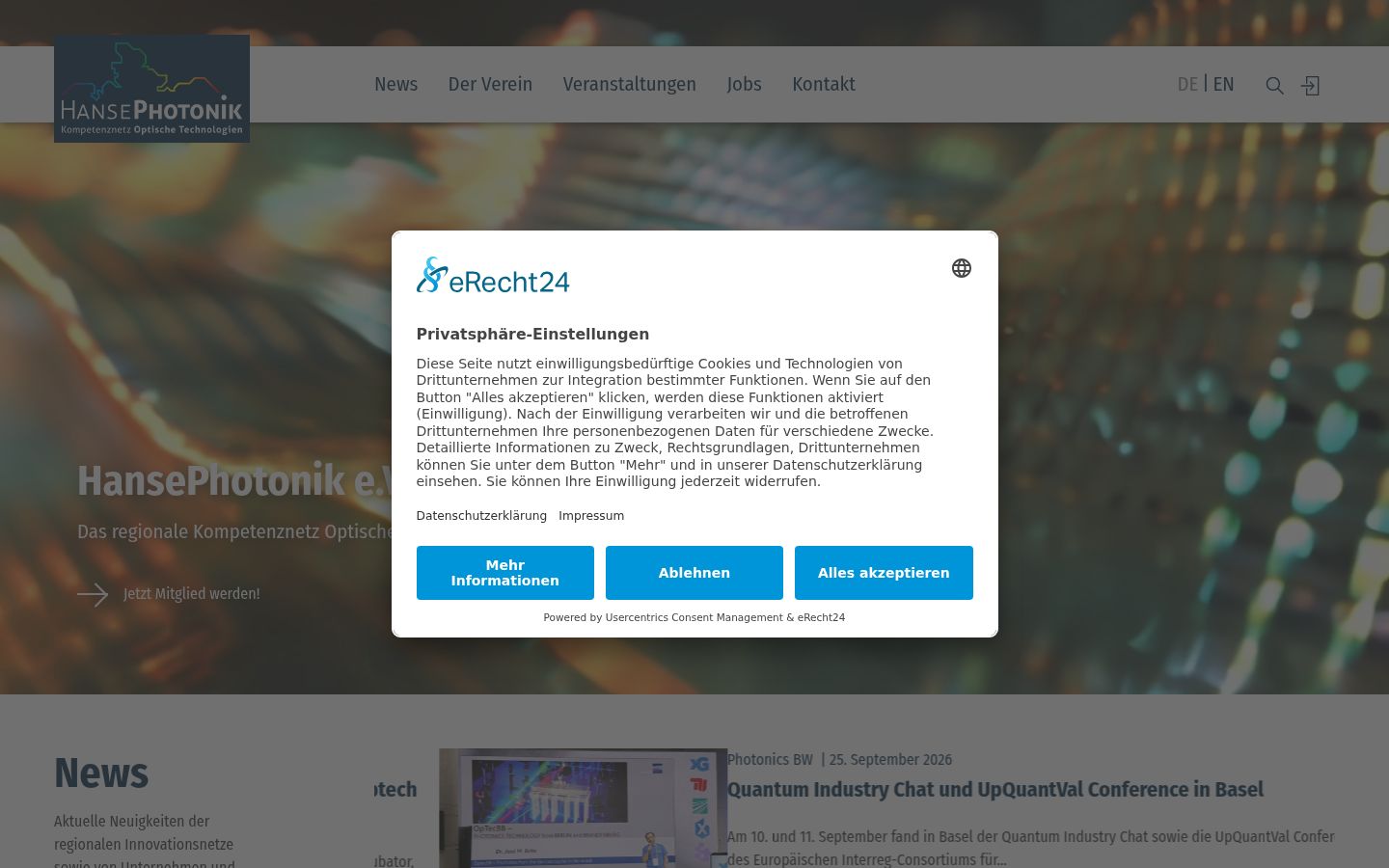 Screenshot van de toestemmingsbanner zoals getoond vóór enige interactie