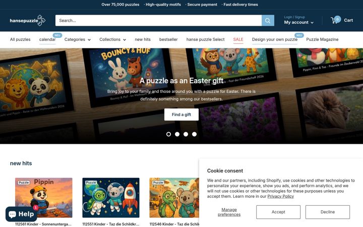 Screenshot of hansepuzzle.com