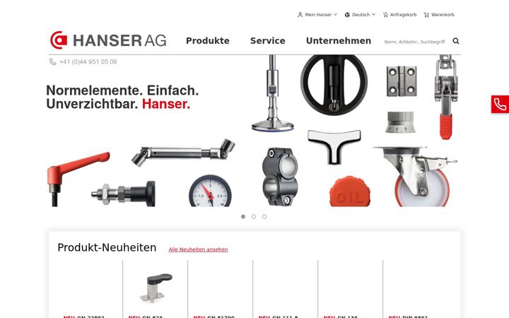 Screenshot of hanser.ch