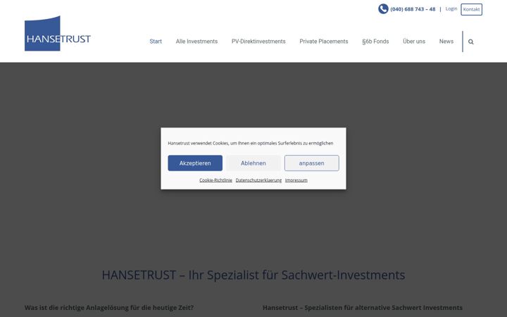 Ekrano kopija hansetrust.de