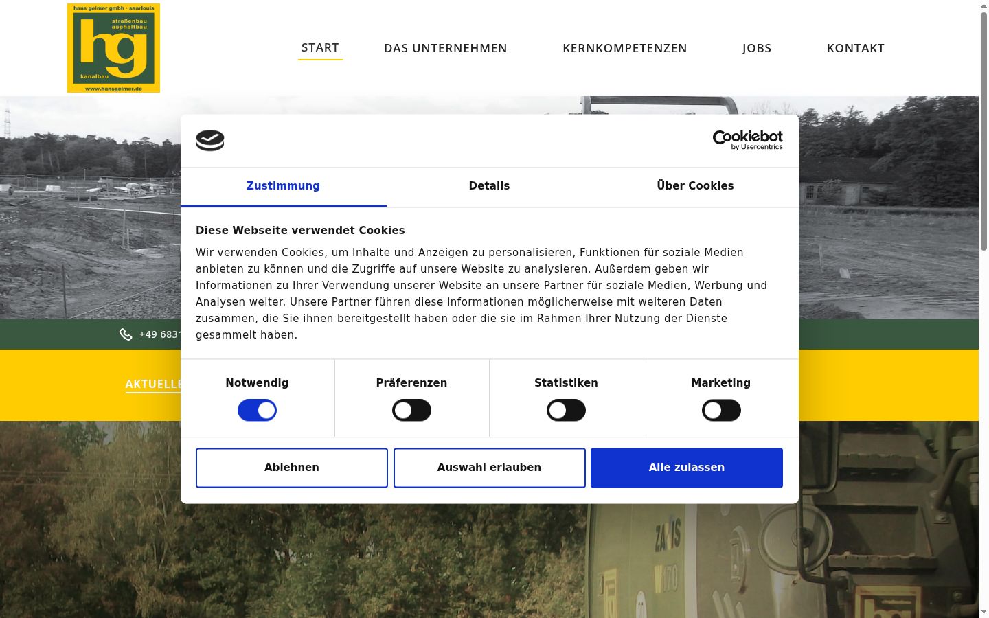 Screenshot of the consent banner shown before any interaction