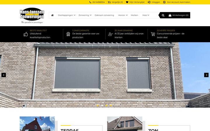 Screenshot ta' hansjanssenzonweringen.nl