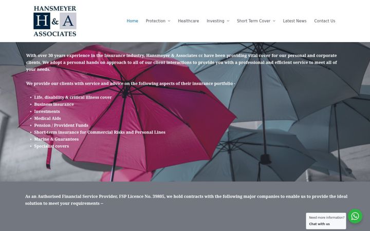 Screenshot of hansmeyerassociates.co.za