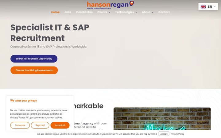 Screenshot of hansonregan.com