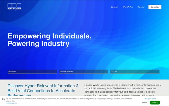 Screenshot of hansonwadegroup.com