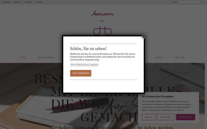 Screenshot of hanssen-optik.de