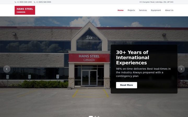 Screenshot of hanssteel.com