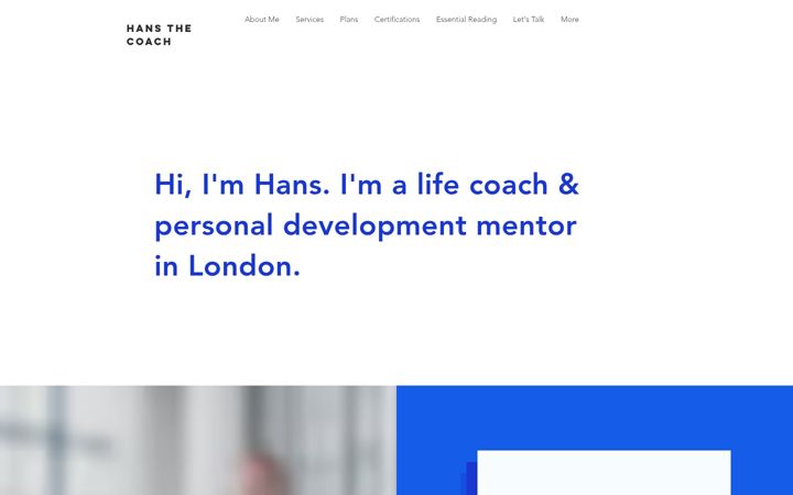 Screenshot of hansthecoach.com