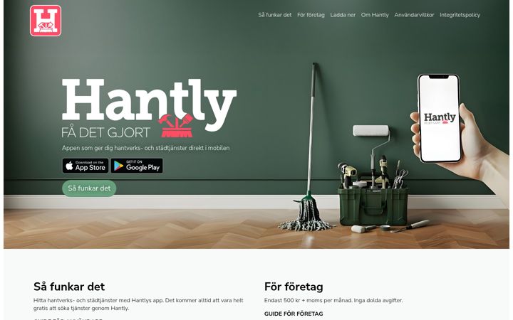 Screenshot of hantly.se