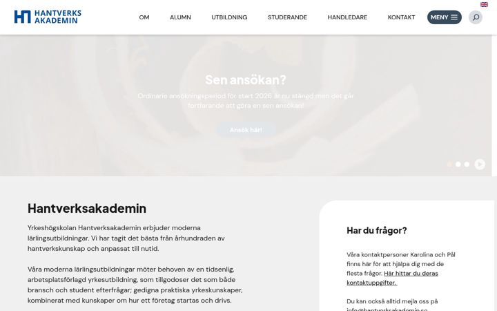 Skærmbillede af hantverksakademin.se