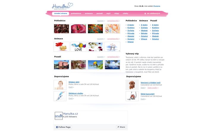Screenshot of hanulka.cz