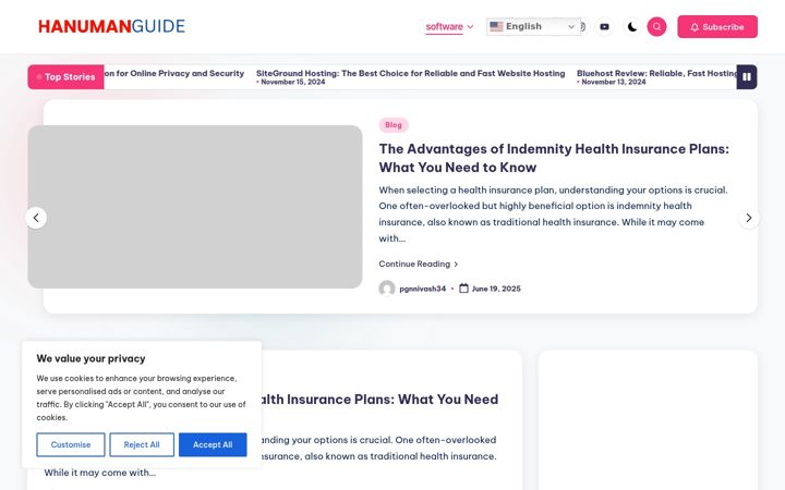 Screenshot of hanumanguide.com