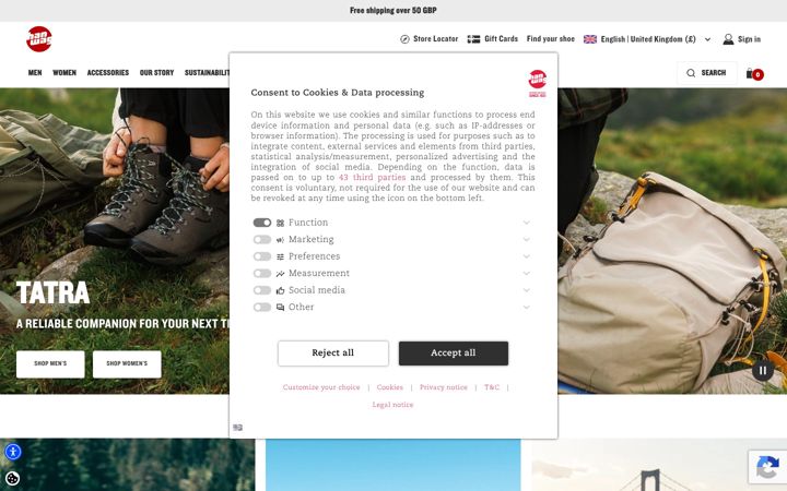 Screenshot of hanwag.com