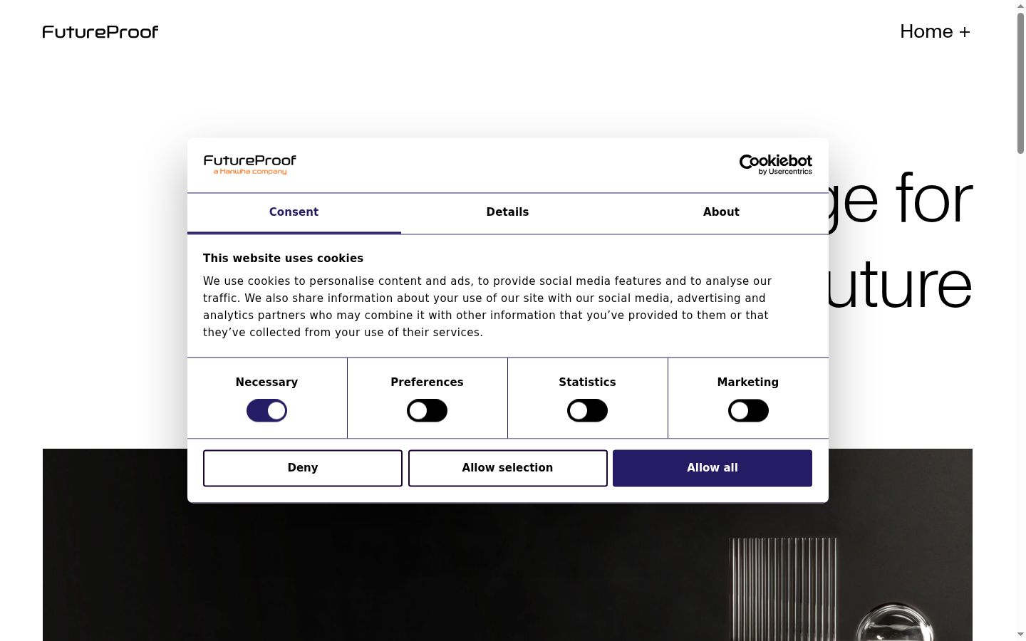 Screenshot del banner di consenso mostrato prima di qualsiasi interazione