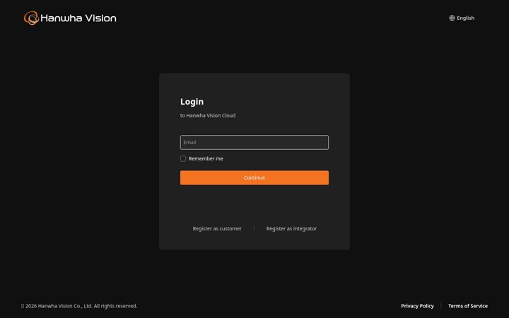 Screenshot of hanwhavision.cloud