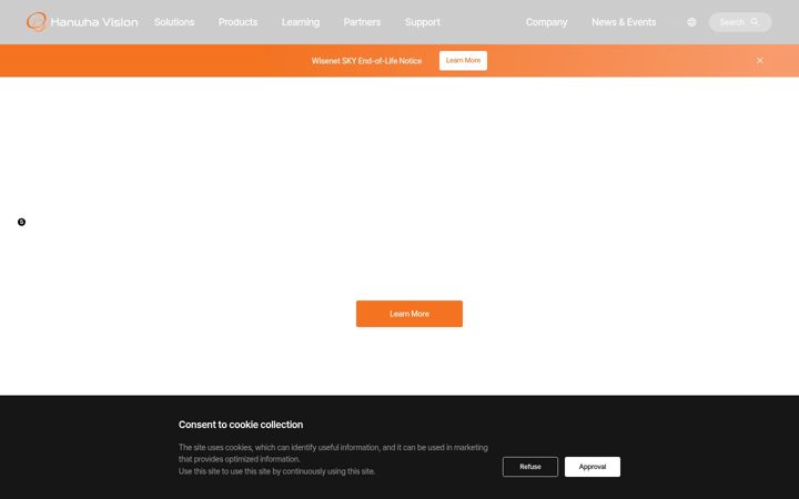 Screenshot of hanwhavisionamerica.com