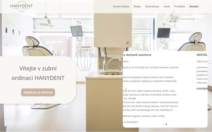 Screenshot of hanydent.cz