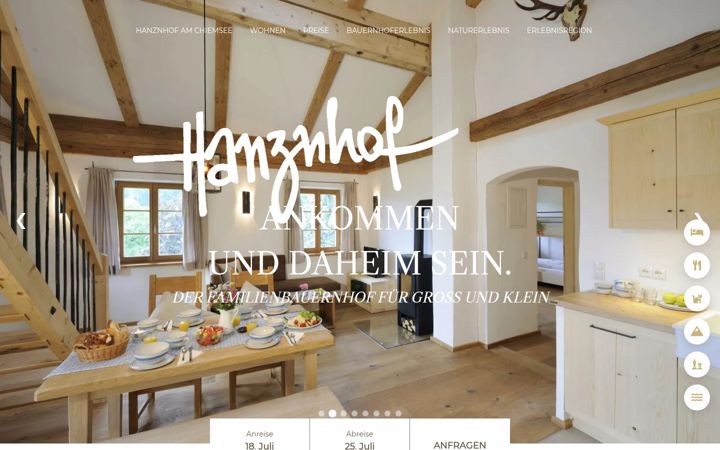 Kuvakaappaus sivustosta hanznhof.de