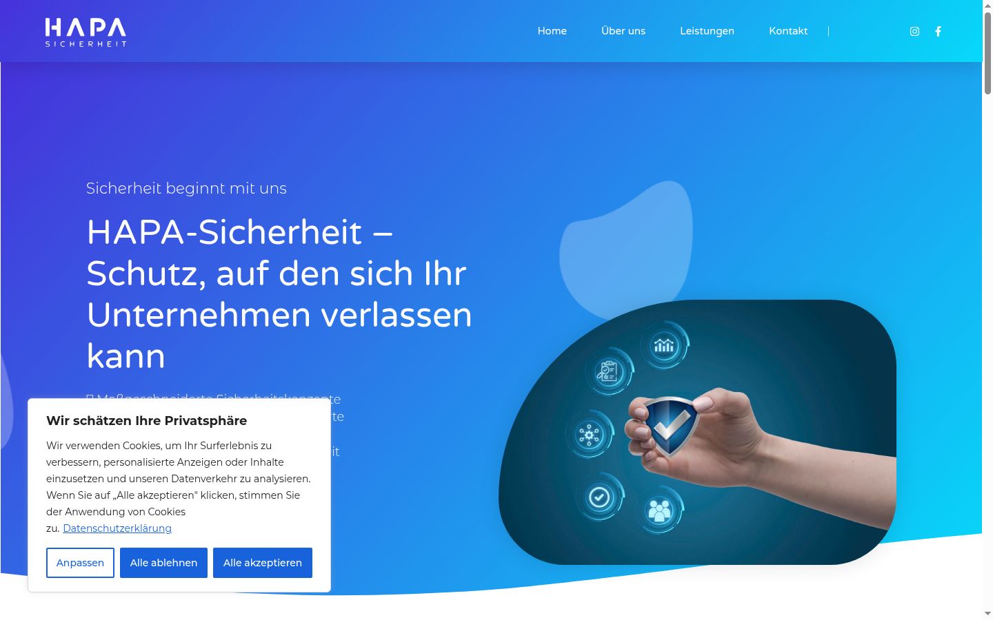 Screenshot des Einwilligungsbanners vor jeglicher Interaktion