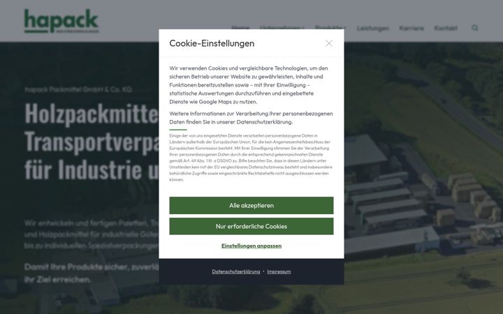 Screenshot of hapack.de