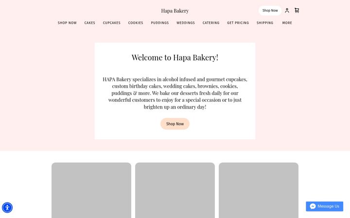 Screenshot of hapacupcakes.com