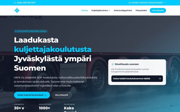 Screenshot of hapagroup.fi