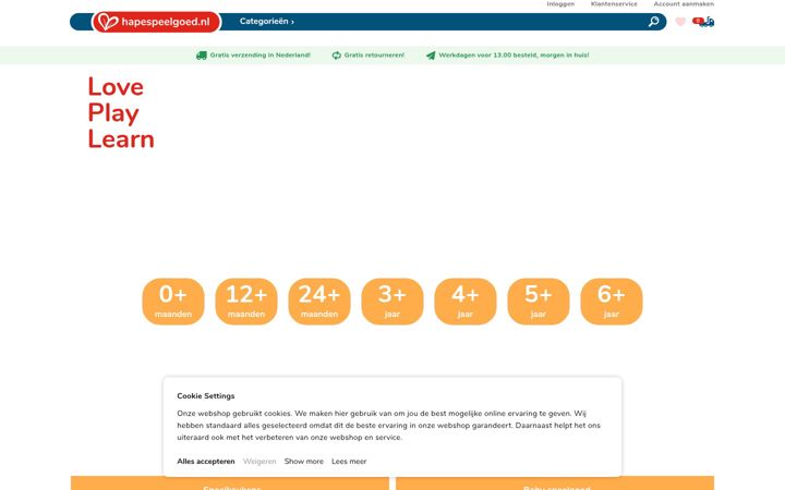 Ekrano kopija hapespeelgoed.nl