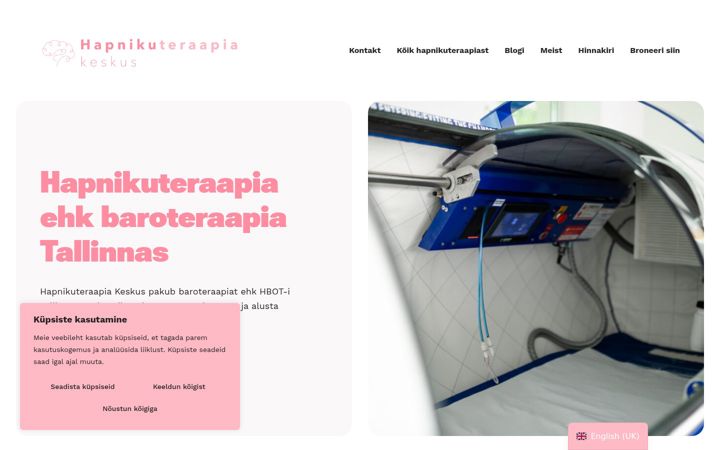 Screenshot of hapnikuteraapiakeskus.ee