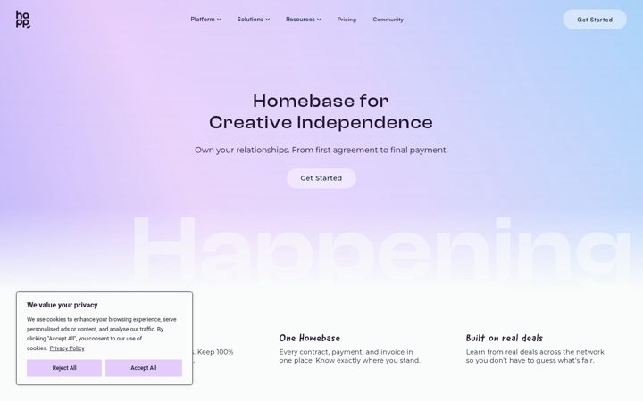 Screenshot of happ.network