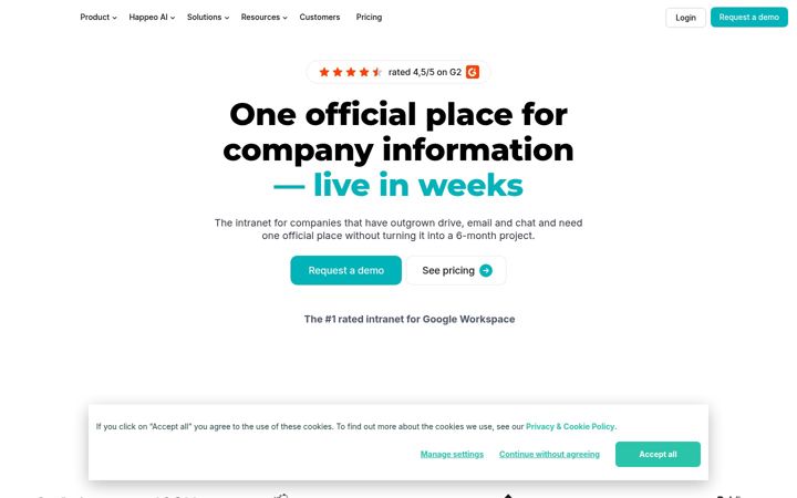 Screenshot of happeo.com
