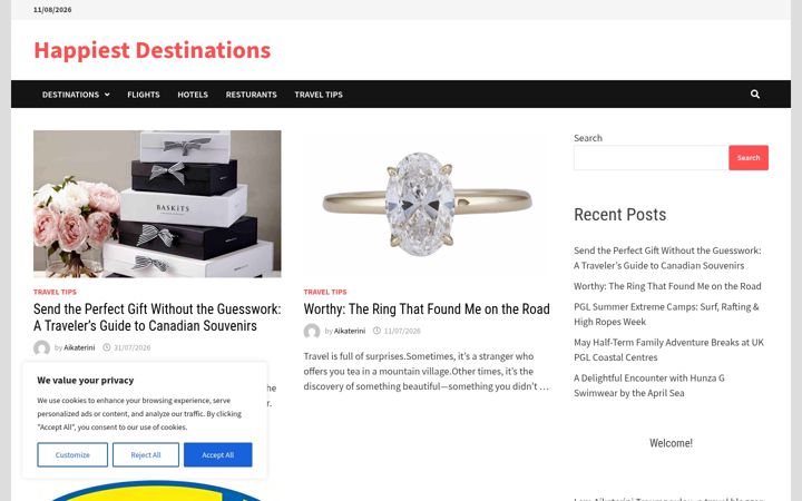Screenshot of happiestdestinations.com