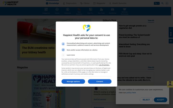 Screenshot of happiesthealth.com