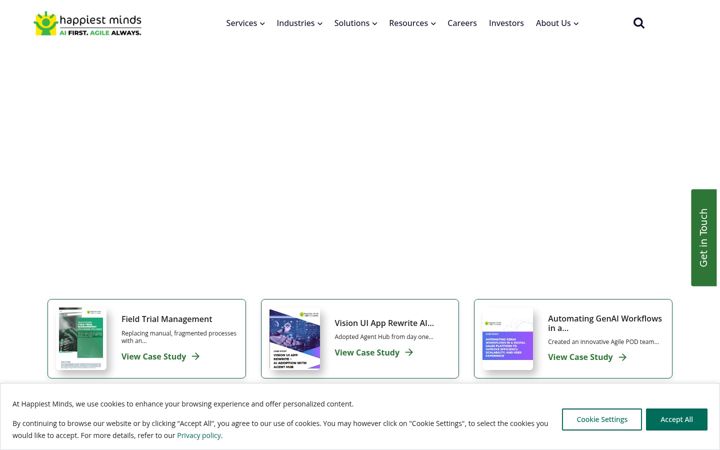 Screenshot of happiestminds.com