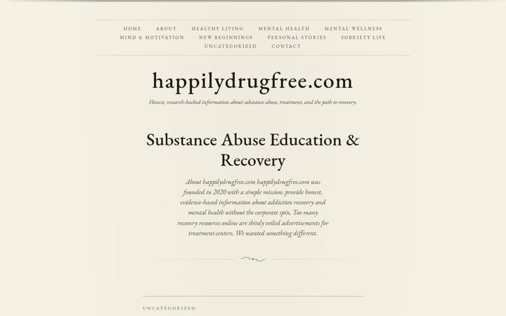Screenshot of happilydrugfree.com