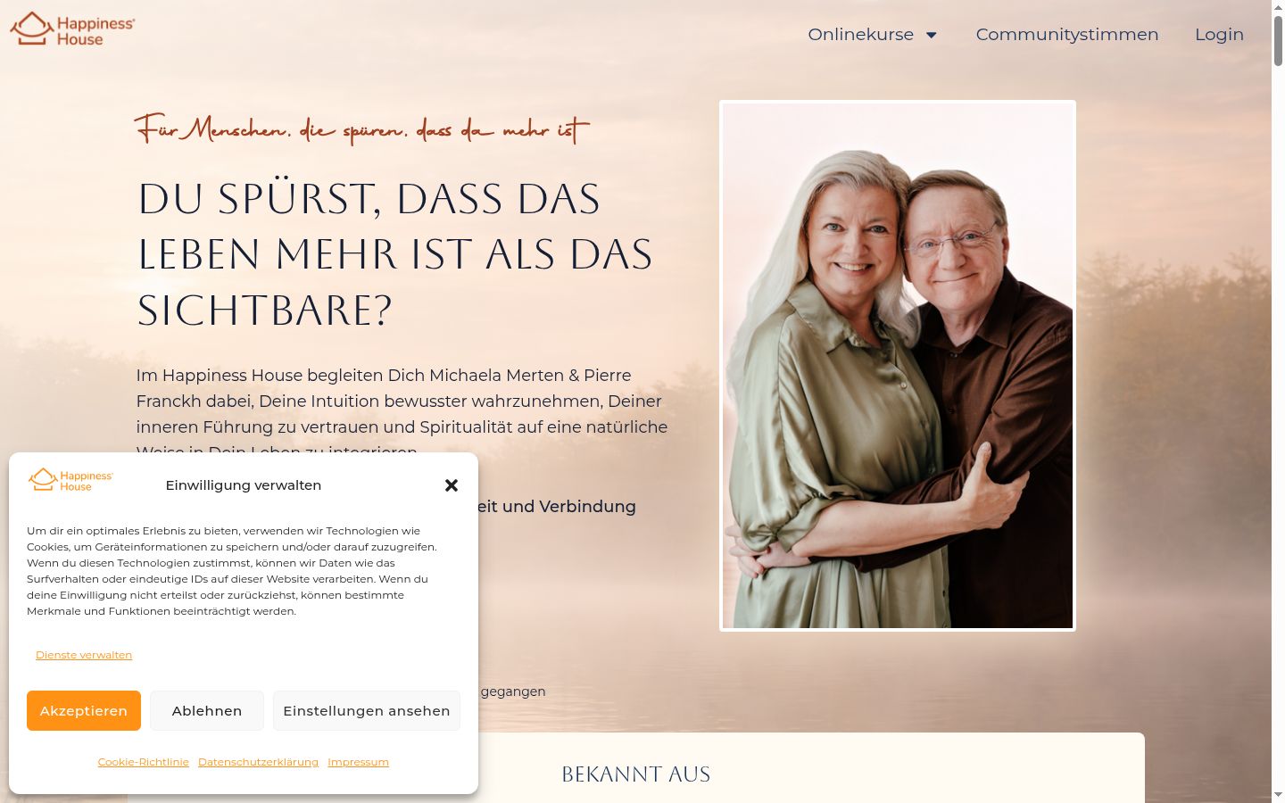 Screenshot des Einwilligungsbanners vor jeglicher Interaktion