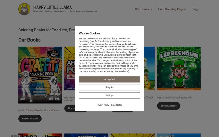 Screenshot of happy-little-llama.com