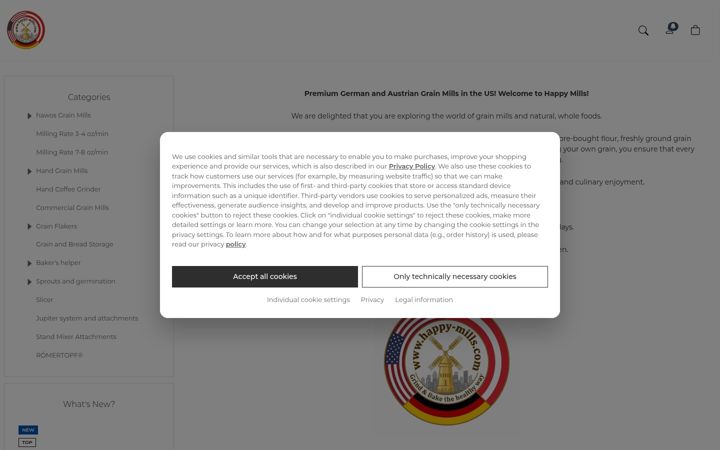 Screenshot of happy-mills.com