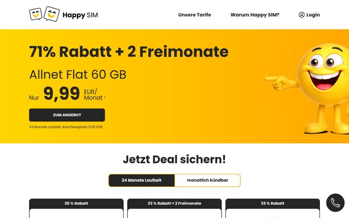 Posnetek zaslona happy-sim.de